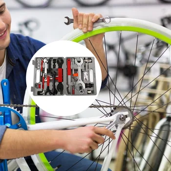 44pcs Kasti Jalgratta süsinikterasest Repair Kit Super Varustus Tööriistakast Remont Vahend Mountain Bike Seadmete Universaalne Jalgratta tööriistade Komplekt