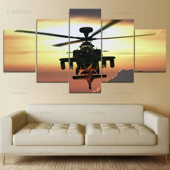 5 Tükki Hd Helikopter Lõuendile Maali Võitleja Propeller Seina Art Plakat Kaasaegse Kodu Decor Modulaarne Piltide ja Väljatrükkide raamita