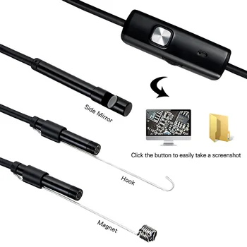 7MM Endoscope Kaamera 2 in 1 USB Mini Videokaamera, IP67, Veekindel 6 LED Borescope Ülevaatus Autode Ülevaatus Kaamera, Android PC
