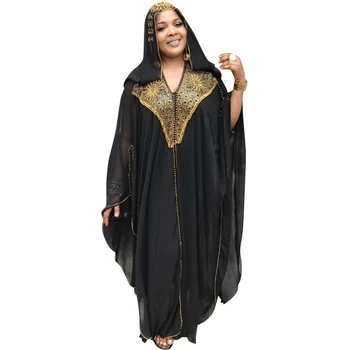 Aafrika Kleidid Naistele Profileerimine Rüüdes Pika Maxi Kleidid Moe Plus, Suurus Sifonki Kleit Kapuutsiga Must Abaya Batwing Vestidos