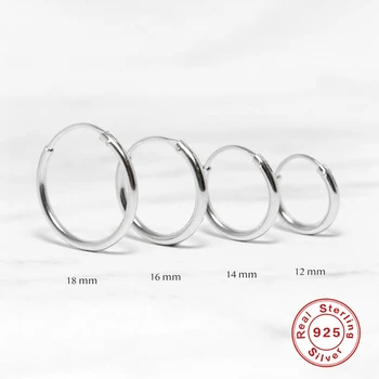 AIDE Minimalism 12/14/16/18mm Hoop Kõrvarõngad on Naiste Mood INS Ring 925 Sterling Hõbe Augustatud Earings Ehted kolczyki