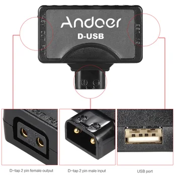 Andoer D-Puuduta 5V USB Adapter Connector V-Mount Kaamera Videokaamera Aku BMCC Nutitelefoni Ekraan