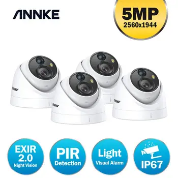 ANNKE 4TK 5MP Super HD Traadiga TVI Turvalisuse PIR Kaamera Koos Valge Kerge Visuaalne Alarm Väljas Ilmastikukindel PIR Tuvastamine VIDEOVALVE Komplekt