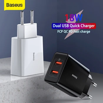Baseus 18W USB Laadija Toetada Kiire Tasu Liik-C PD QC Dual USB-Quick Charger Adapter Kaasaskantav Seina Laadija Huawei Xiaomi