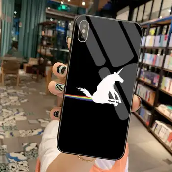 CUTEWANAN Cute Cartoon Ükssarvik must Hobune Telefoni Juhul Karastatud Klaas iPhone 11 Pro XR, XS MAX 8 X 7 6S 6 Plus SE 2020. aasta otsus kohtuasjas