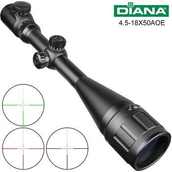 DIANA AOE 4.5-18X50 Riflescope Reguleeritav Roheline Red Dot Rist Silmist Jahindus Reguleerimisala Light Reticle Optiline Taktikaline Õppesuuna
