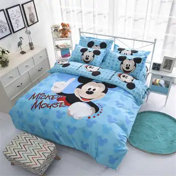 Disney Miki Hiir Lapsed Voodi Voodipesu Komplektid Cartoon Tüdrukud Tekikott Bedclothes Padjapüür Leht Lapsed Pehme Voodipesu Komplekt