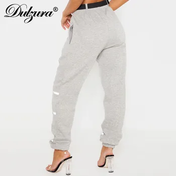 Dulzura 2019 aasta sügisel, talvel naiste cargo püksid patchowrk peegeldav jogger kõrge vöökoht streetwear spordirõivad lahti vabaaja riided