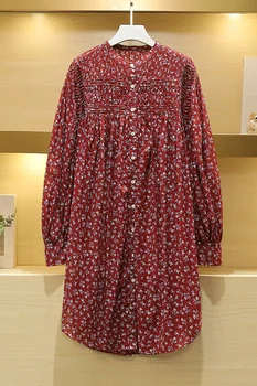 Ebaregulaarne Kleit Naistele, Trükitud Õie O-kaeluse Ühe Karavan Pika Varrukaga Kleidid 2020