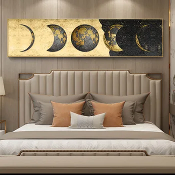 ENNASTSALGAVALT Art Kaasaegse Minimalistliku Golden Moon Teenetemärgi Maali Seina Pildid elutuba Lõuend Trükib Suur Suurus Home Decor