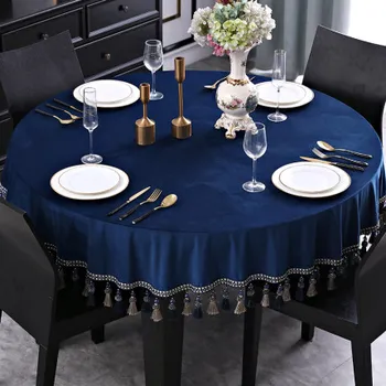 Euroopa suur ümmargune laud kangast laudlina ring puhas värv tume kaasaegne minimalistlik diivanilaud laudlina