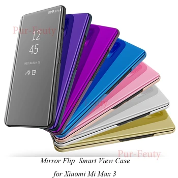 Flip Case For Xiaomi Mi Max 3 Max3 Selge ülevaate Peegel Luksus PU Nahast Kate Xiaomi Max3 Mimax M1804E4A M1804E4C Telefon Juhtudel