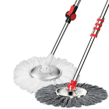 Floor Cleaner 360 Kraadi Pöörlevad Mop Pole Paksenenud Roostevabast Terasest Ülestõstetav Käsitsi Vajutage Spin Dry Magic Mop Puhastus Mop Spin