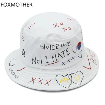 FOXMOTHER Uus Hip-Hop Must Valge Kiri Graffiti Kopp Mütsid Fishman Müts Chapeau Femme Meeste Mütsid Korea