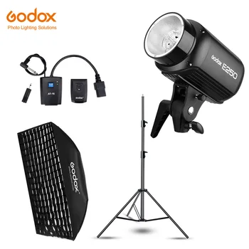 Godox E250 250Ws Fotograafia Studio Flash Strobe Light + 50 x 70cm Mõnitama Softbox + 180cm Light Stand + AT-16 Vallandada Flash Kit
