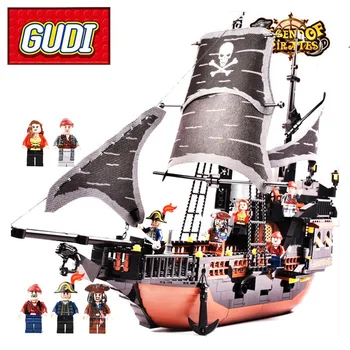 GUDI Kariibi mere Piraadid Musta Pärli Ghost Ship suur Mudelite alustalad haridus-Tellised Sünnipäeva Mänguasi Ühilduva
