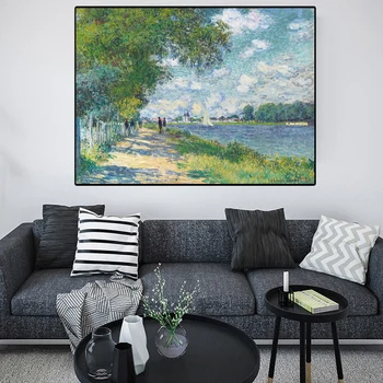 HD Prindi Claude Monet Seine aastal Argenteuil Impressionism Maastik, Õli Lõuendil Maali Kunst, Plakat Seina Pilt elutuba