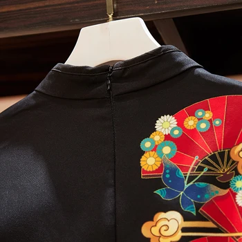 Hiina Kleit Naiste Vintage Print Qipao Kleit Poole Varruka Mood Paranenud Cheongsam Naiste Lahtised Pluss Suurus Partei Kaasaegne Qipao