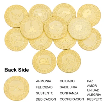 Hispaania Kuld Pulm Münte Arras de Boda Ühtsuse Müntide Komplekt Koos Südame Kuju Puidust Kast Pulm Tseremoonia Katoliku Arrhae Mündi Arra