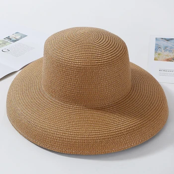 HT2303 2020. aasta Uus Suvine Päike Mütsid Daamid Tahke Plain Elegantne Lai Nokk Müts Naiste Ring Top Panama Floppy Õled Beach Naiste Müts