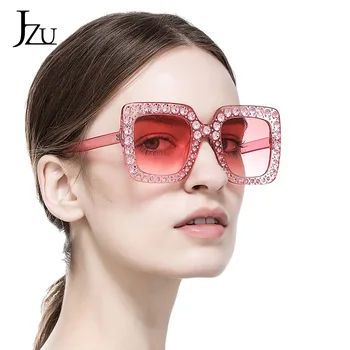 JZU Suured päikeseprillid 2019 Uued Luksus Brändi Disainer Päikeseprillid Naistele Square Tooni Naiste Mood Retro suur Päike glasse