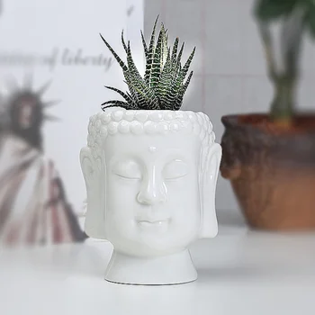 Keraamilised Buddha Kuju Lillepotis Desktop Cactus Mahlakas Lille Pott Siseministeeriumi Teenetemärgi Vaas Valge