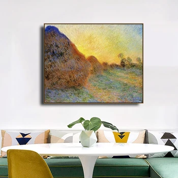 Kuiv Haystack poolt Monet Lõuend Maalikunsti Kalligraafia Plakat Pildid elutuba Maja Seina Art Maali Kodu Kaunistamiseks Pilt
