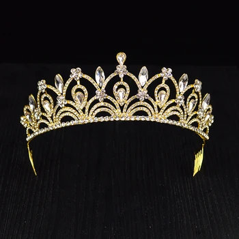 Kuld, Hõbe Värv, Läikiv Crystal Tiaras ja Kroonid Pruudi Pulmas Headress printsess Kõnniteed Juuste Aksessuaarid, Juuste Kaunistused