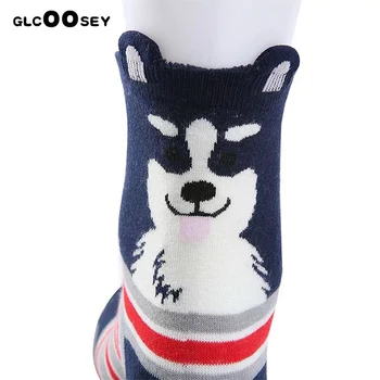 Kõrge kvaliteediga 5 Paari/pack Naiste Sokid puuvillased 3D Cartoon Husky Poni Lõvi Fox Pingviin Kutsikas Karu Kass armas Koer Küünis Naljakas, Armas sokk