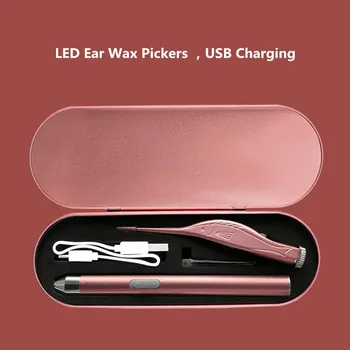 LED-Ear Cleaner Lusikas Laadimine USB Earpick Vaha Curette Korjaja Visuaalne Lapsed, Beebi Cleaner Kõrva Puhastaja Lusikaga Kõrva Tweezer