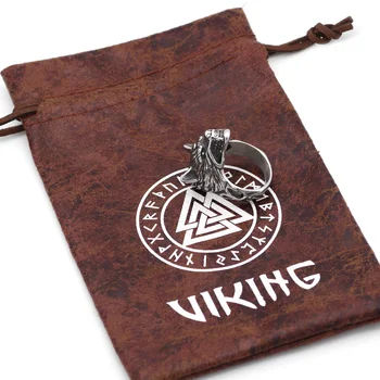 Meeste 316L roostevabast terasest Põhjamaade norse viking odin hunt amulett ringi kingitus kott