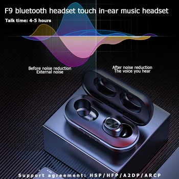 Mini Earbuds 5.0 Bluetooth Juhtmevaba Peakomplekti F9 TWS Kõrvaklapid koos Laadimise puhul Väljas Mõnus Kõrvaklapid Ornament