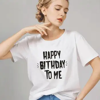 Mood Sünnipäevaks Mulle Kirja Prindi Naiste Tshirt Mood Lühikese Varrukaga Särk Särk Särk Femme Must Valge T-särk, Naiste Topid
