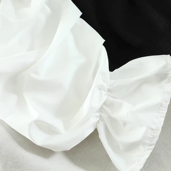 Must Kootud Segast Kampsun Casual Valge Põletatud Pikad Varrukad Maha Õlaosa Koo Pulloverid Elegantne Seksikas Naiste Kampsun Uus 2020