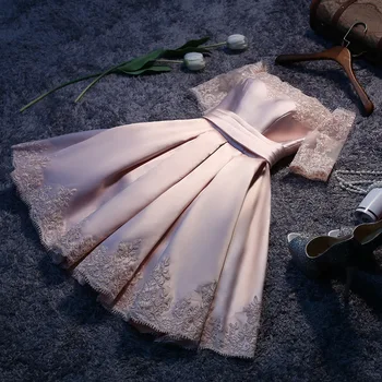 Naiste pulmas kleit pluss suurus pits tikand satiin lühikese ametliku prom õhtukleit jaoks Uus Aasta 2021 kokteili kleit