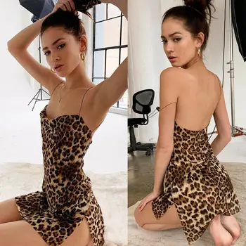 Naiste Seksikas Leopard Backless Kleit Trükitud Pidžaama Bodycon Tõsta Mini Kleit, Pidu Kleit Nii Nii Seksikas Fahion Trendikas Klassikaline Kleit