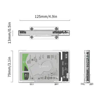ORICO 2159U3 Läbipaistev HDD Case USB 3.0 Type C SATA Välise Kõvaketta Ruum 2.5 tolline SSD Kõvaketas HDD Box Koos alusega