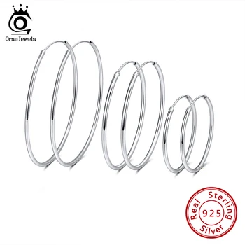 ORSA PÄRLEID Tahke 925 Sterling Silver Ring Hoop Kõrvarõngad Naistele 30 40 50 MM Naine Ringi Kõrvarõngad Ehted SE146