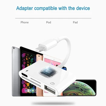 OTG Adapter U Disk Kaamera Adapter Mälukaardi Lugeja iPhone iPad-Plug and play Neli-ühes lightning to SD/TF/USB-adapter