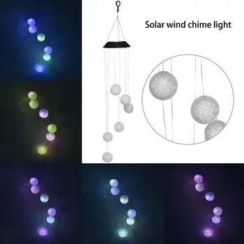 Päikeseenergial töötavad LED-Crystal Ball Tuul Kellamäng Valguse Värv-Muuta Particula Tuul Kellamäng Lamp Väljas Veekindel Kodu Hoovis Aed Nightlight