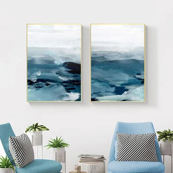 Põhjamaade plakat Abstraktse ookeani maastiku seina art õlimaal minimalistlik trükkimine elutuba kodu kaunistamiseks maali