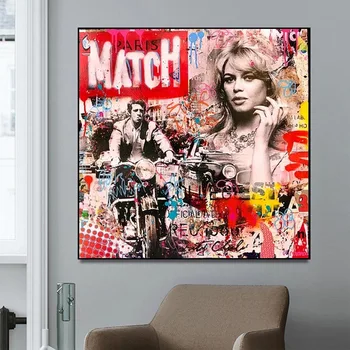 Seksikas jumalanna Brigitte Bardot Graffiti Art Plakatid Ja Pildid Tüdruk Lõuend Maalid Seinale Kunsti Pildid Seina Decor