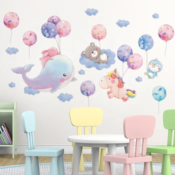 [SHIJUEHEZI] Multikas Loomade Seina Kleebised DIY Õhupallid Pilved Seinamaaling Kleebised Lapsed Tuppa Baby Magamistuba Lasteaed Maja Kaunistamine