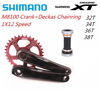 SHIMANO XT M8100 12s MTB Crankset Mountain Bike Bicycle1x12Speed 170mm175mm Deckas 32T 34T 36T 38T BB52 keskjooksu Pedivela