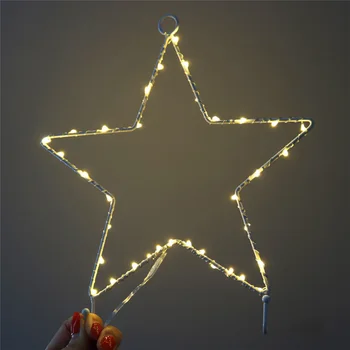 Soe Valge LED Star Night Light Neoon Metallist Raam Riidepuu Dekoratiivsed Tuled String Partei Puhkus Pulm Teenetemärgid Akuga
