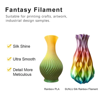 SUNLU Silk PLA Hõõgniidi 1.75 mm PLA SILK Rainbow värvi 3D-Printer Hõõgniidi Kiire Shipping