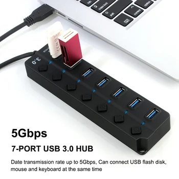 USB 3.0 Hub 4 7 Port kiire Multi Splitter Power Adapter LED Indikaator MacBook Sülearvuti, Pc Arvuti Tarvikud
