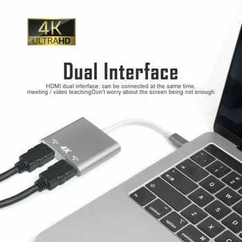 USB-3.1 Tüüp-C Dual 4K HD-HDMI-Adapter-USB-C Converter Toetab Dual-Screen ekraaniga MacBook Samsung Dex Galaxy S10/S9