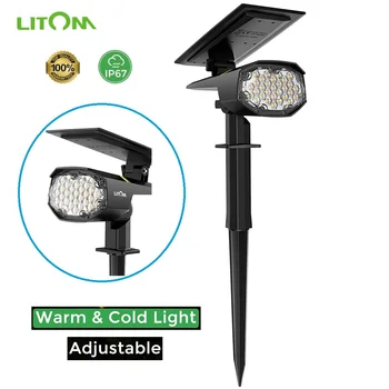 Uuendatud LITOM 30 LED Solar Maastiku Valgustus Veekindel IP67 Maastiku Lamp Külm ja Soe Liikumisandur Reguleeritav Päikese Kohtvalgustid
