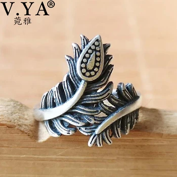V. YA Vintage Tai Hõbe Peacock Feather Ringi Naistele muudetava suurusega Ringi Naine S925 Sterling Silver pulmad engagement Rõngad